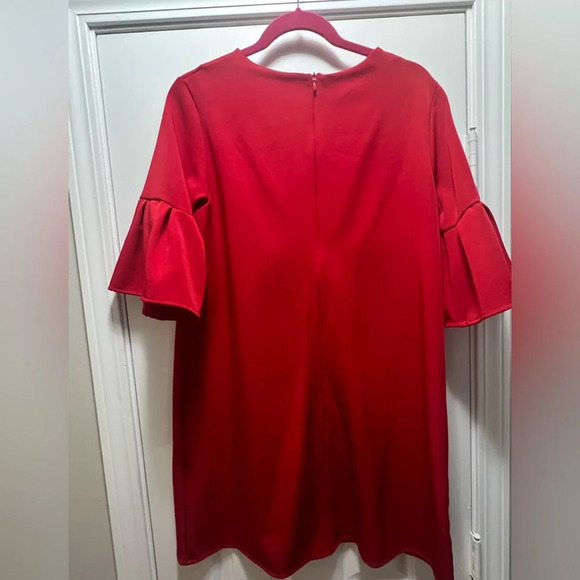 Boutique Red Dress Size Large with Statement Sleeves - Picture 2 of 3